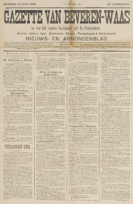 Gazette van Beveren-Waas 14/07/1895