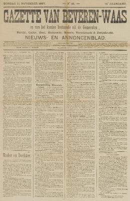 Gazette van Beveren-Waas 21/11/1897