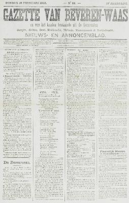 Gazette van Beveren-Waas 16/02/1902