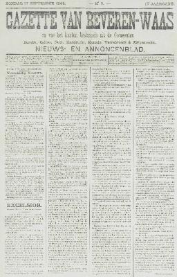Gazette van Beveren-Waas 17/09/1899