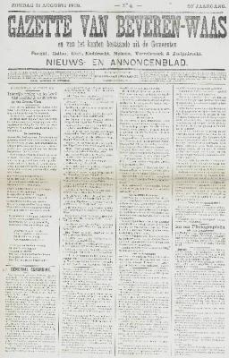 Gazette van Beveren-Waas 31/08/1902
