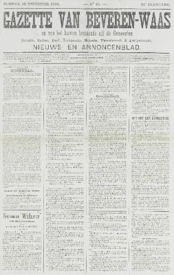 Gazette van Beveren-Waas 25/12/1904