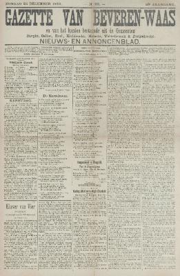 Gazette van Beveren-Waas 25/12/1910