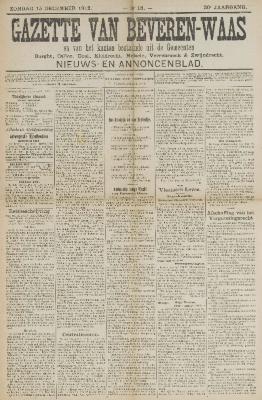 Gazette van Beveren-Waas 15/12/1912
