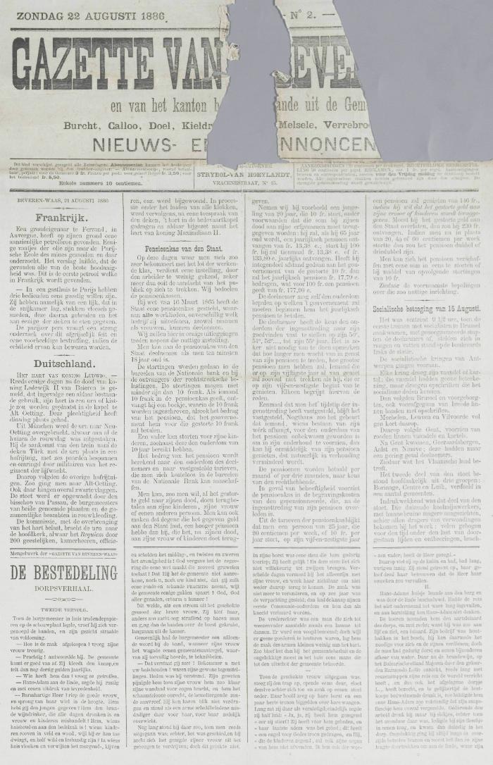 Gazette van Beveren-Waas 22/08/1886