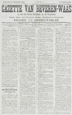 Gazette van Beveren-Waas 14/08/1904