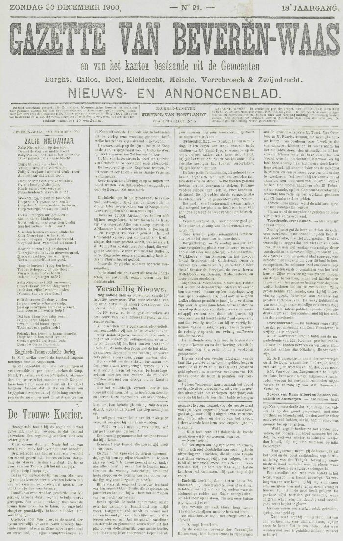 Gazette van Beveren-Waas 30/12/1900