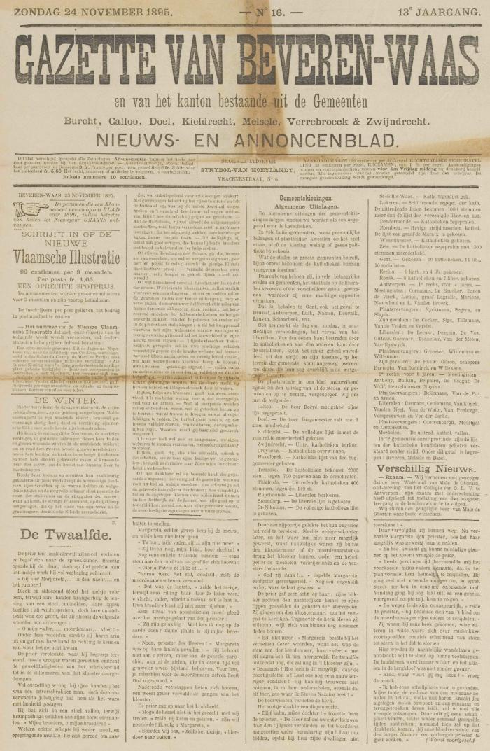 Gazette van Beveren-Waas 24/11/1895