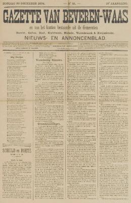 Gazette van Beveren-Waas 30/12/1894
