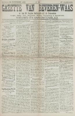 Gazette van Beveren-Waas 28/11/1909