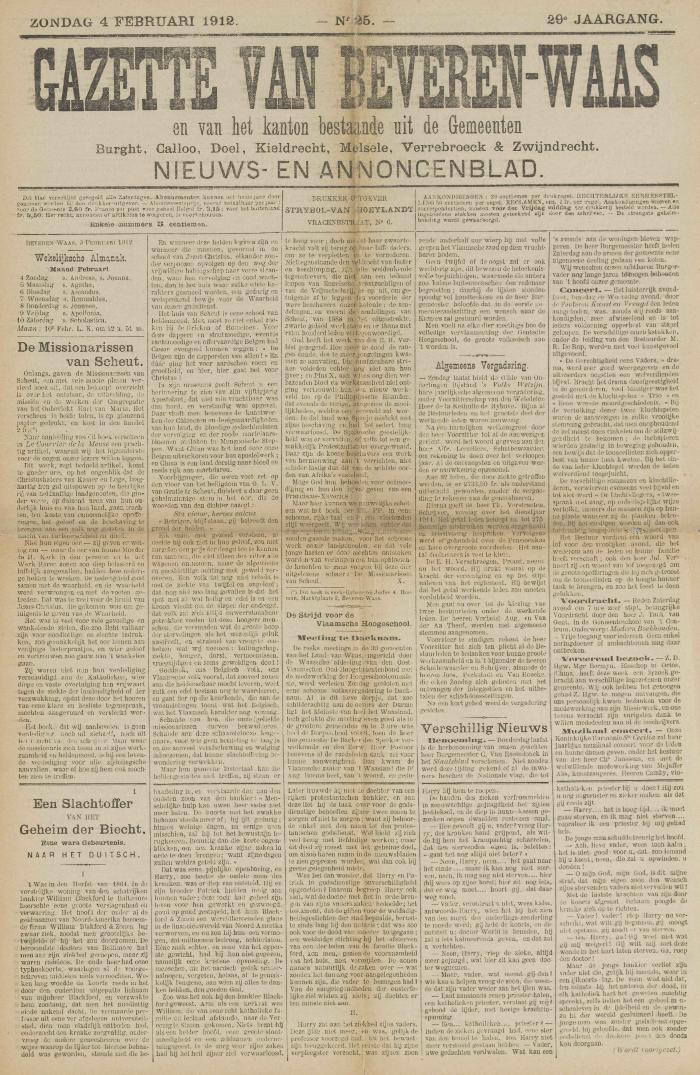 Gazette van Beveren-Waas 04/02/1912