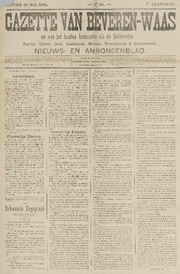 Gazette van Beveren-Waas 18/05/1890