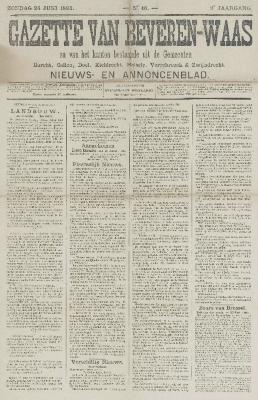 Gazette van Beveren-Waas 26/06/1892