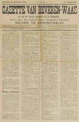 Gazette van Beveren-Waas 25/10/1896
