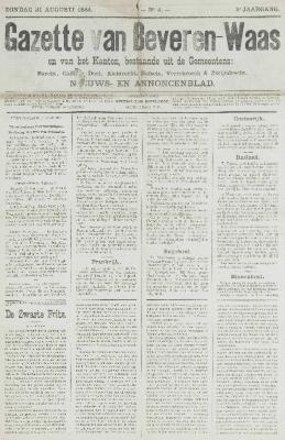 Gazette van Beveren-Waas 31/08/1884
