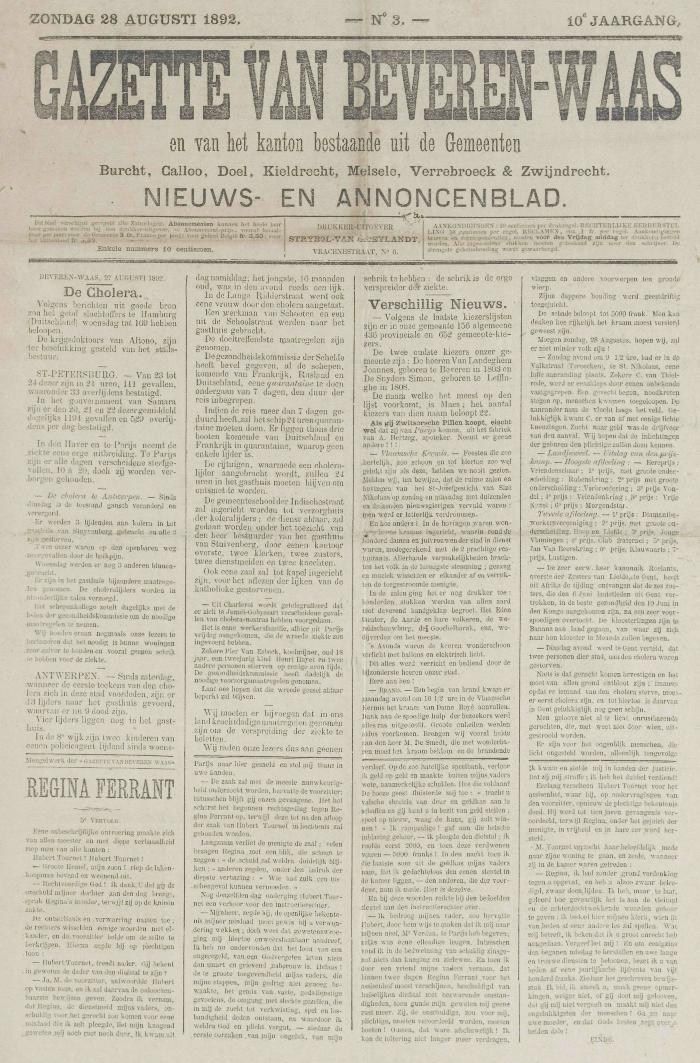 Gazette van Beveren-Waas 28/08/1892