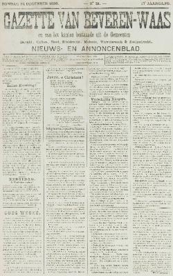 Gazette van Beveren-Waas 24/12/1899