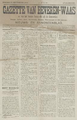 Gazette van Beveren-Waas 25/09/1892