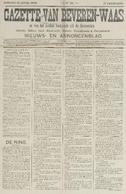 Gazette van Beveren-Waas 15/04/1894