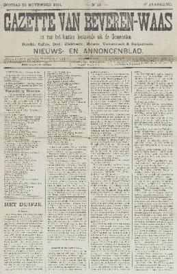 Gazette van Beveren-Waas 22/11/1891