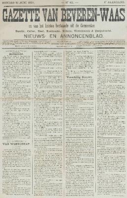 Gazette van Beveren-Waas 21/06/1891