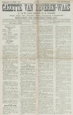 Gazette van Beveren-Waas 27/06/1909
