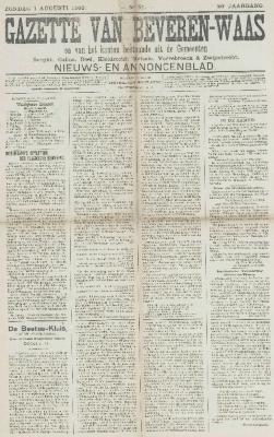 Gazette van Beveren-Waas 01/08/1909