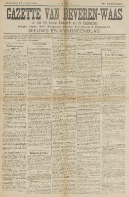 Gazette van Beveren-Waas 27/07/1913