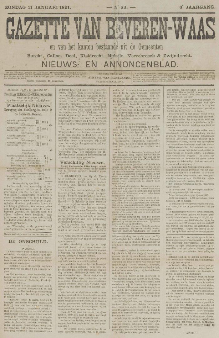 Gazette van Beveren-Waas 11/01/1891