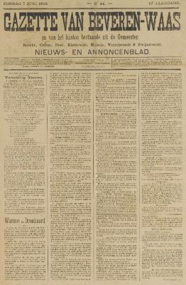 Gazette van Beveren-Waas 07/06/1896
