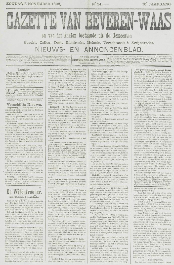 Gazette van Beveren-Waas 06/11/1898
