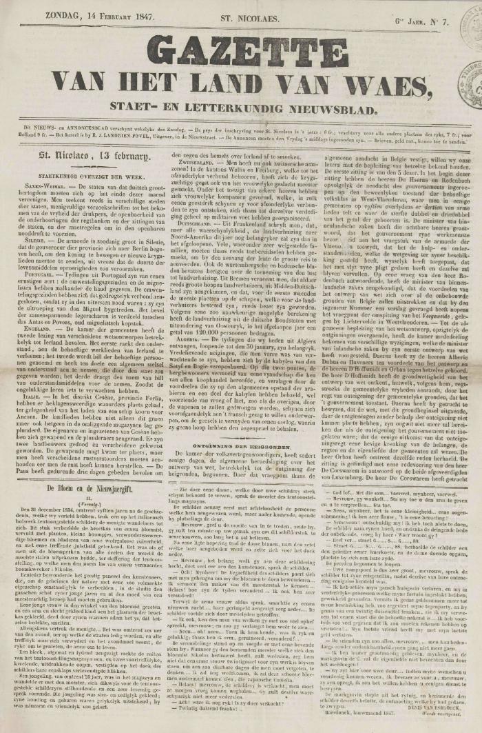 Gazette van het Land van Waes 14/02/1847