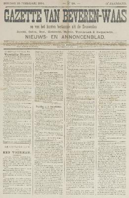 Gazette van Beveren-Waas 25/02/1894