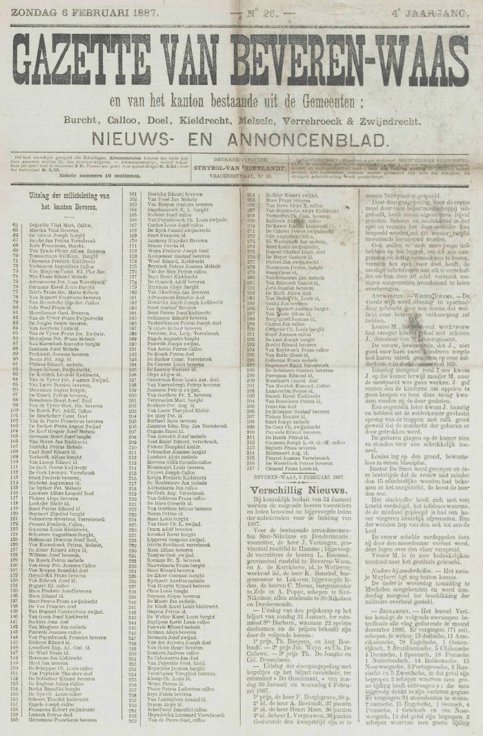 Gazette van Beveren-Waas 06/02/1887
