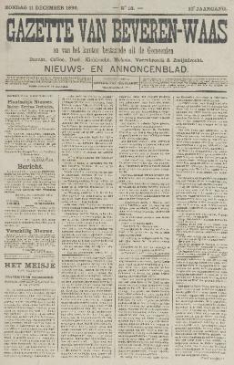 Gazette van Beveren-Waas 11/12/1892