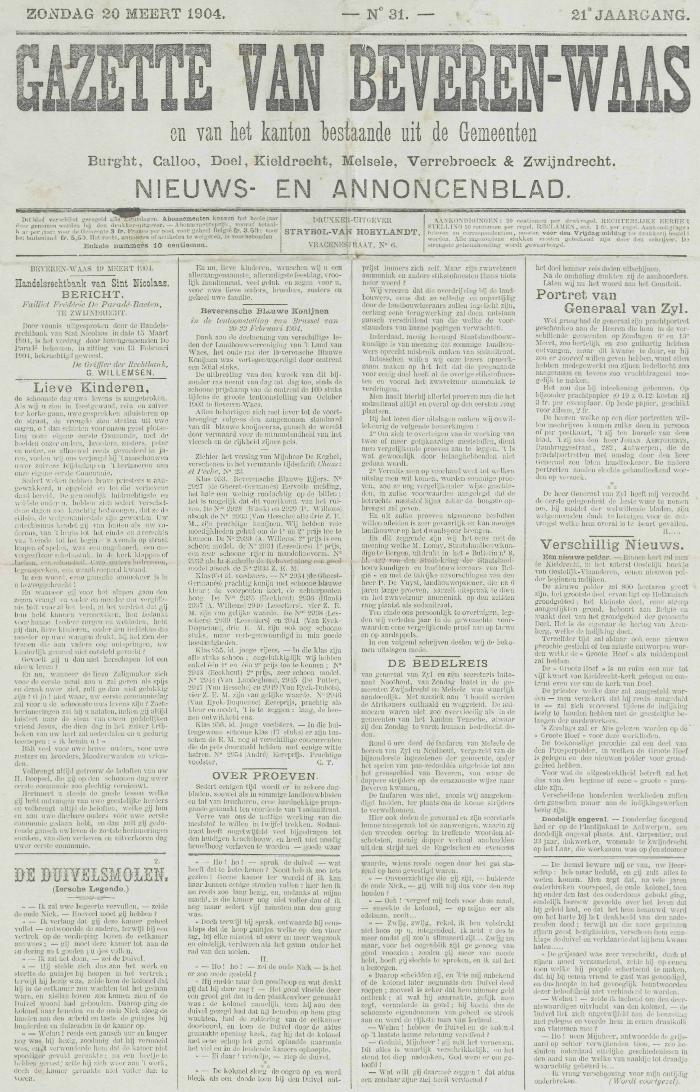 Gazette van Beveren-Waas 20/03/1904