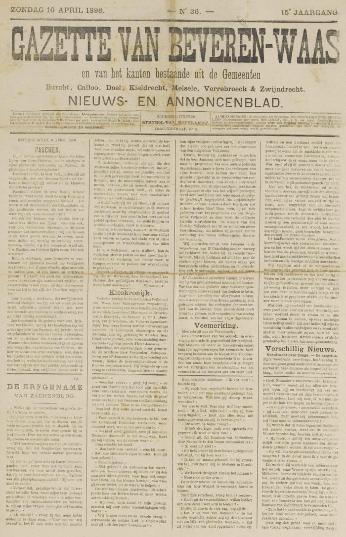 Gazette van Beveren-Waas 10/04/1898