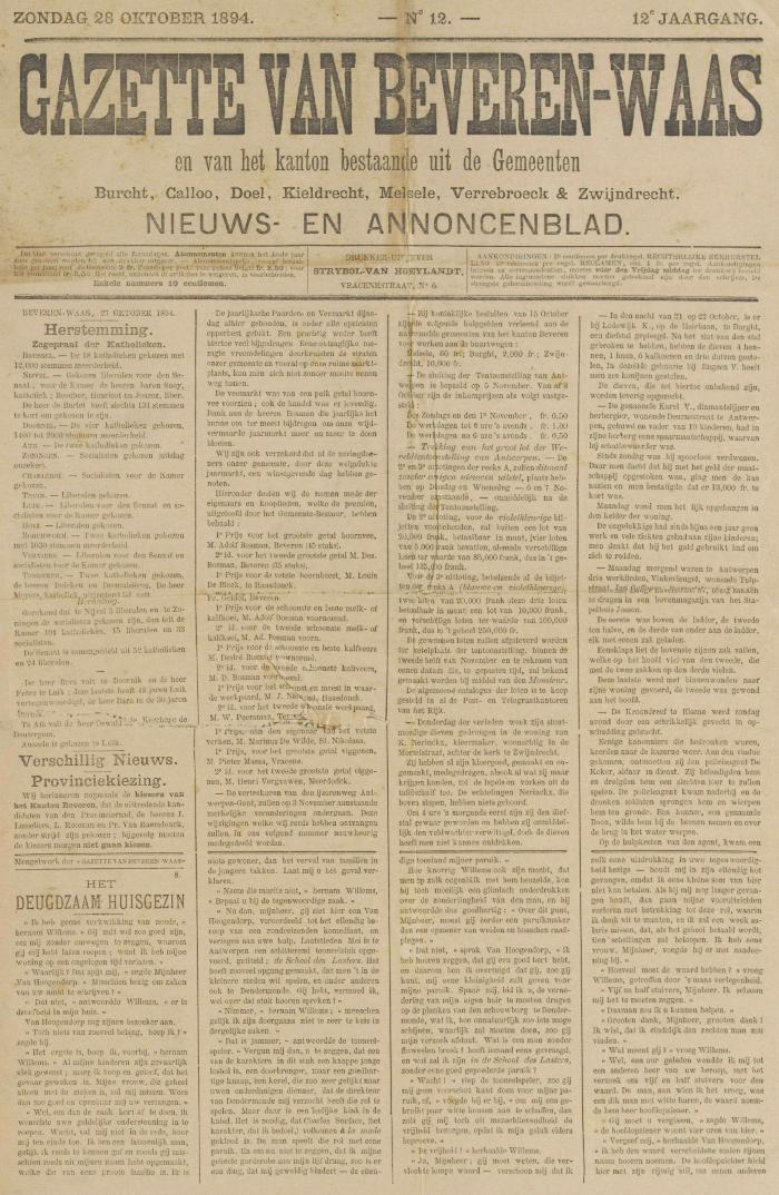 Gazette van Beveren-Waas 28/10/1894