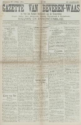 Gazette van Beveren-Waas 30/04/1911