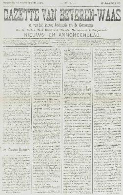 Gazette van Beveren-Waas 18/11/1900