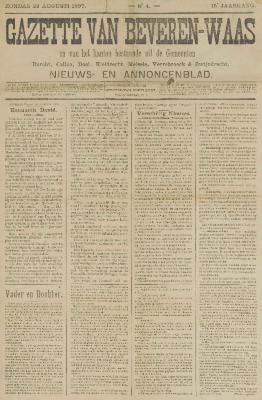 Gazette van Beveren-Waas 29/08/1897