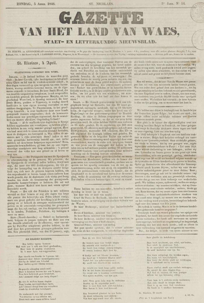 Gazette van het Land van Waes 05/04/1846