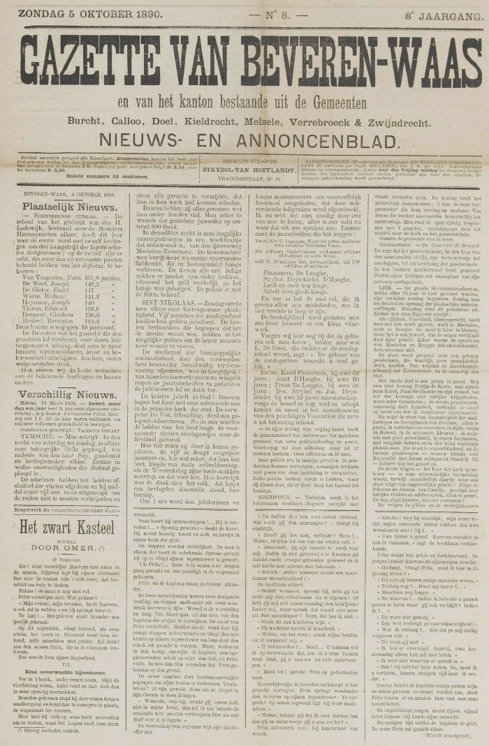 Gazette van Beveren-Waas 05/10/1890