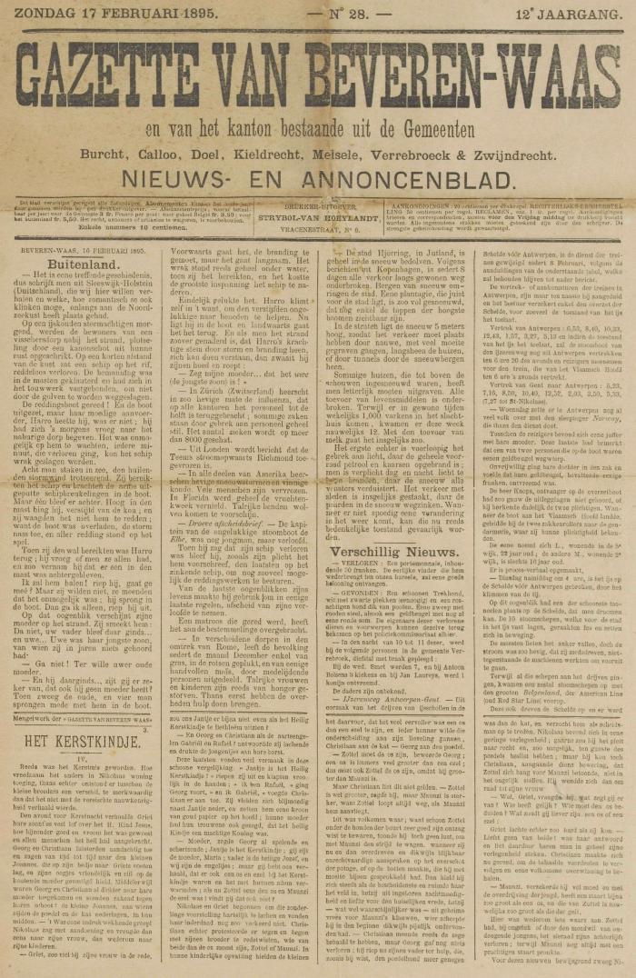 Gazette van Beveren-Waas 17/02/1895