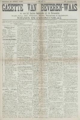 Gazette van Beveren-Waas 24/04/1910