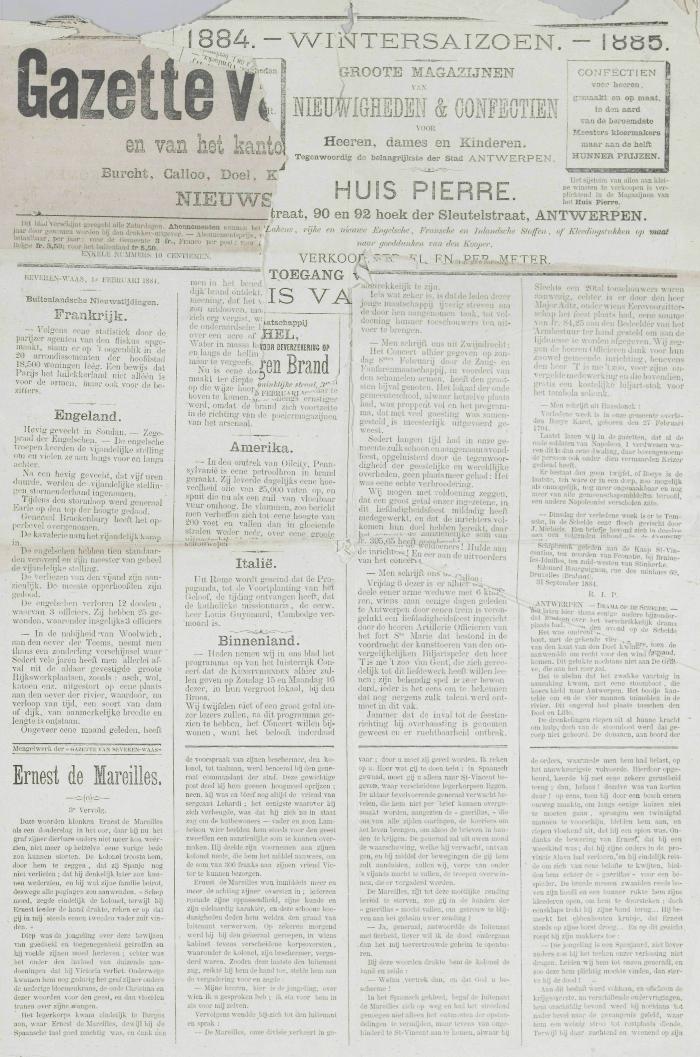Gazette van Beveren-Waas 22/02/1885