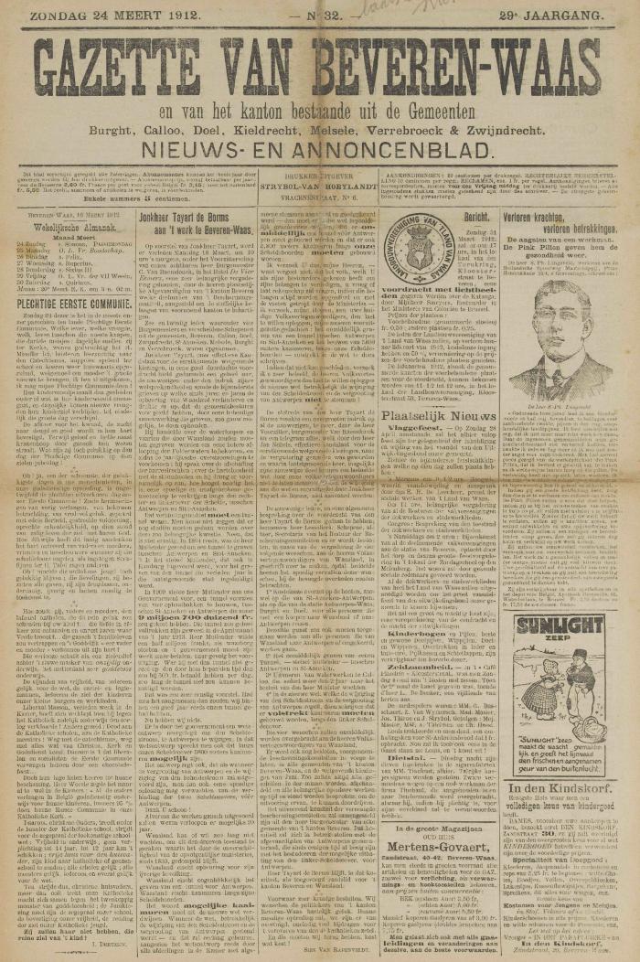 Gazette van Beveren-Waas 24/03/1912