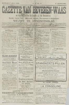 Gazette van Beveren-Waas 17/07/1892