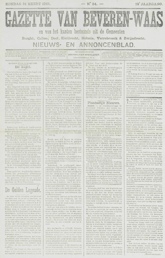 Gazette van Beveren-Waas 31/03/1901