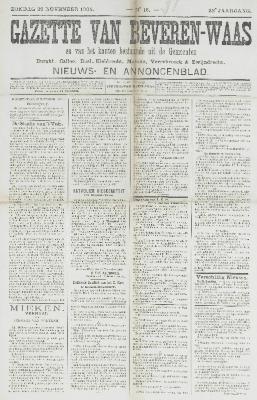 Gazette van Beveren-Waas 26/11/1905